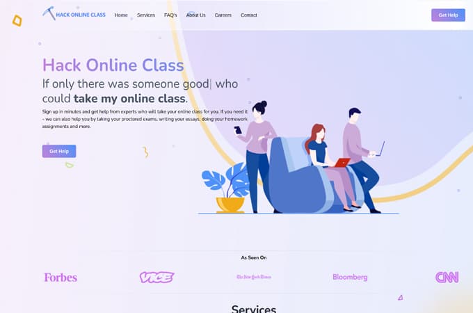 hackonlineclass.com screenshot.