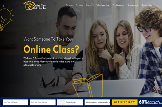 onlineclasshelpcenter.com screenshot.