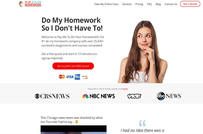 paymetodoyourhomework.com screenshot.